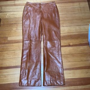 Leather Pants front zip straight leg